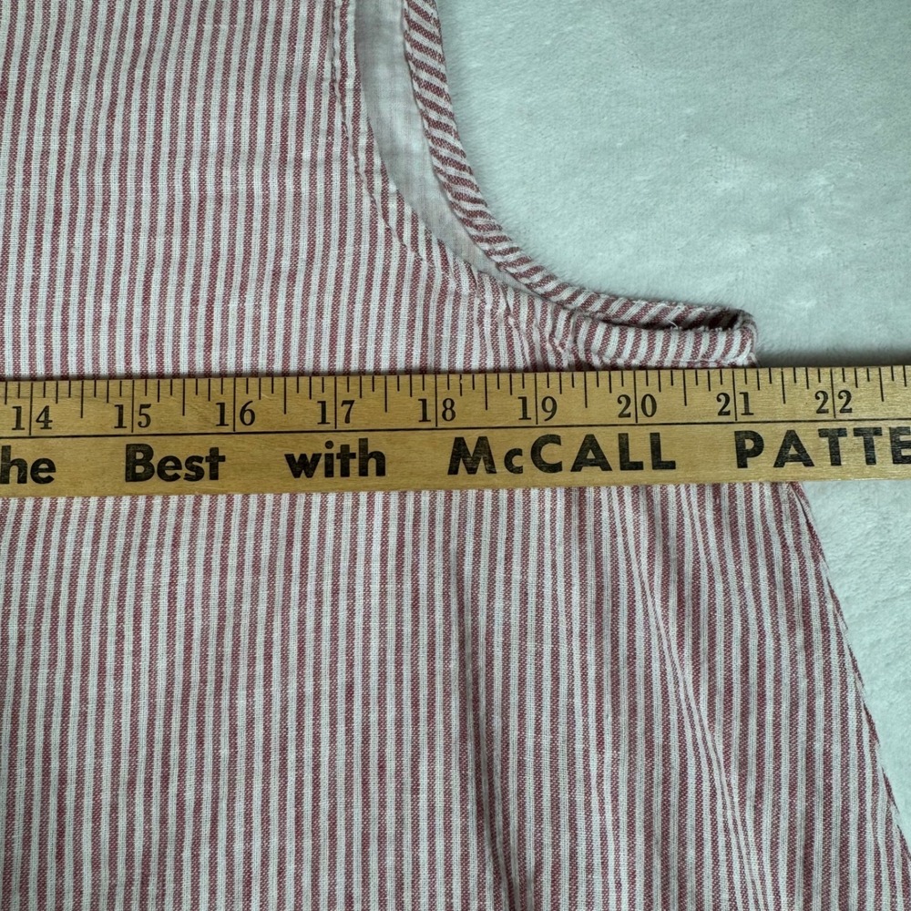 Beachlunchlounge Red White Striped Linen Cotton Swing Dress Womens L | July 4 - Picture 6 of 7